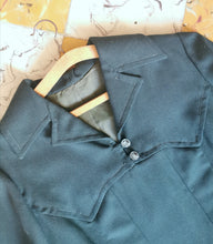 Charger l'image dans la galerie, robe années 60 trapèze vert sapin , crêpe de laine, taille 34