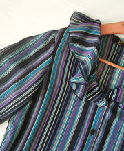 Charger l'image dans la galerie, blouse rayée à colerette, made in France, taille 34