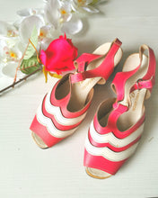 Charger l'image dans la galerie, souliers sandales "vanille-fraise" années 60-70 deadstock, pointure 36