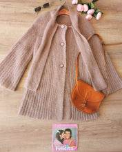 Charger l'image dans la galerie, magnifique cardigan veste col lavallière en kidmohair bois de rose, tricoté main, tailles 36 et 38