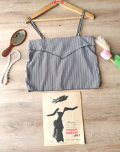 Charger l'image dans la galerie, caraco cropped vintage 80's à rayures, taille 36/38