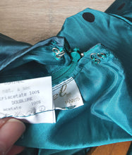 Charger l'image dans la galerie, Splendide robe cocktail vintage 80's à pois, manches bouffantes en taffetas, made in France, taille 40