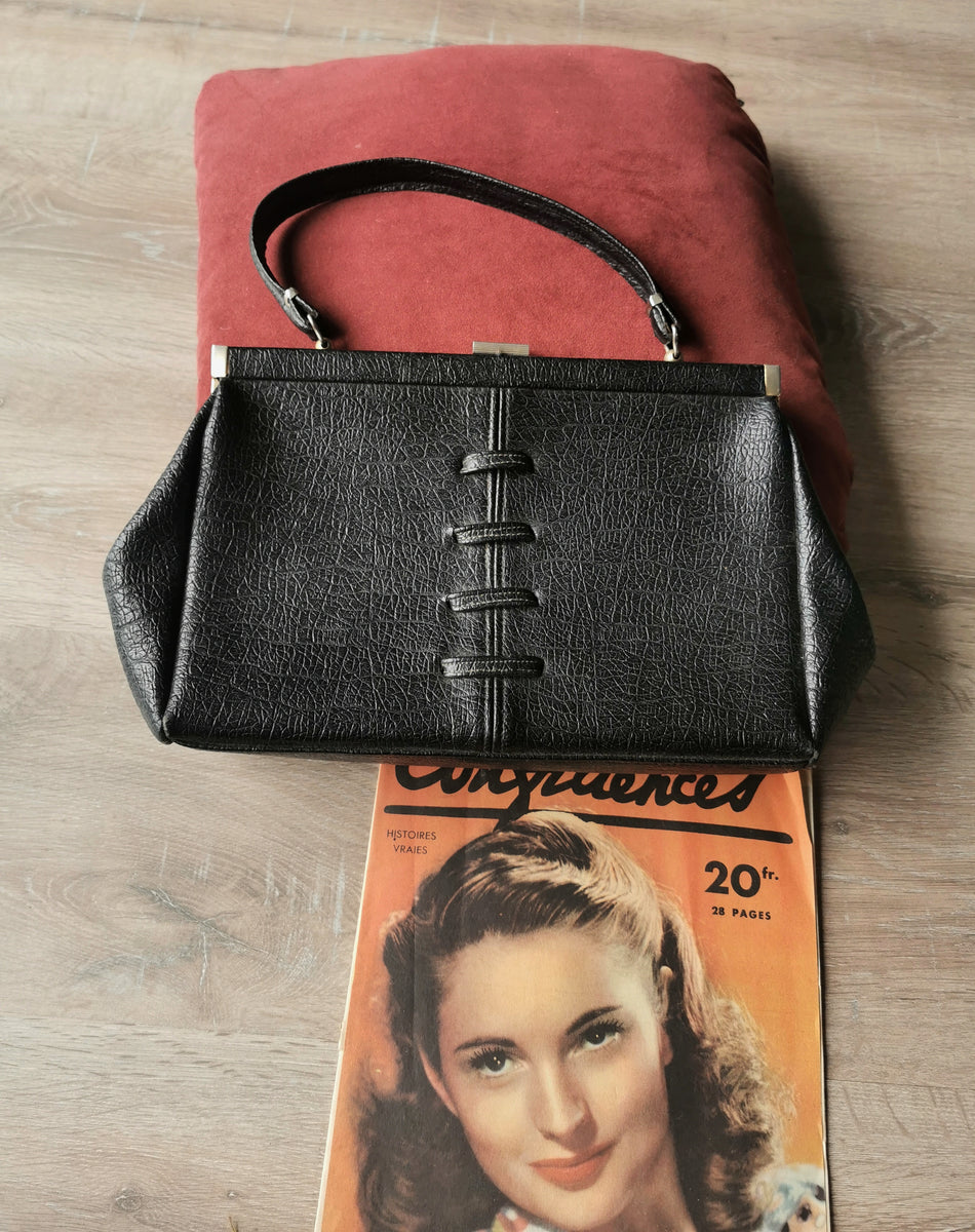 Sac à Main Vintage Style Malette De Médecin Micarl Créations - Cuir Marron - Années 60 - Occasion