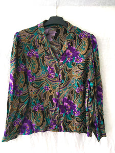 Blouse vintage 80´s motif paisley , taille 36/38