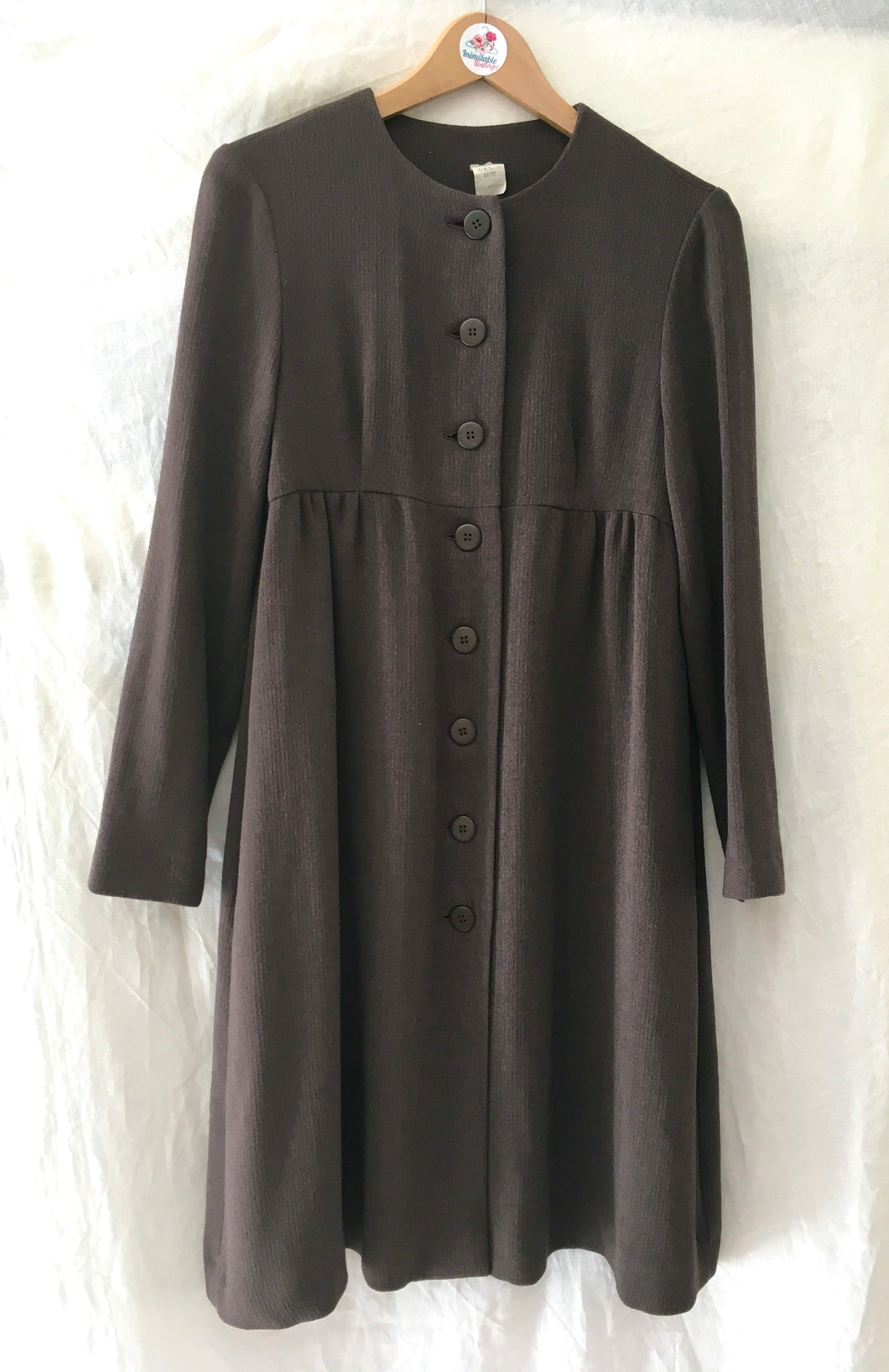 Robe vintage 80´s en laine , coloris chocolat , taille 34