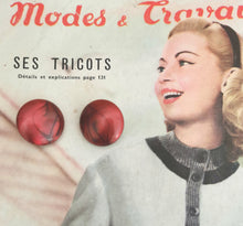 Charger l&#39;image dans la galerie, boucles d&#39;oreilles vintage 60&#39;s rouge marbré
