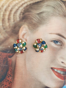 boucles d'oreilles clips perles vintage 80's