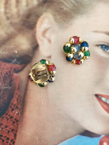 boucles d'oreilles clips perles vintage 80's