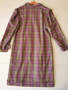 robe vintage fin 70's à carreaux , épaules bouffantes, T.42/44