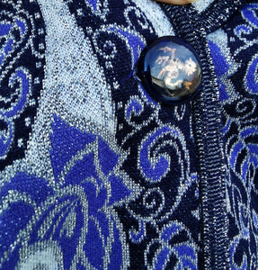blazer années 60 à motifs sixties typiques,  en jersey lurex et jolis boutons, taille 38
