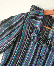 Charger l&#39;image dans la galerie, blouse rayée à colerette, made in France, taille 34
