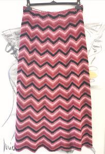jupe longue tricotée main au crochet, taille 42
