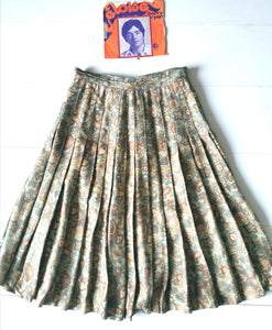 jupe plissée vintage années 60 à motif paisley, taille 34/36