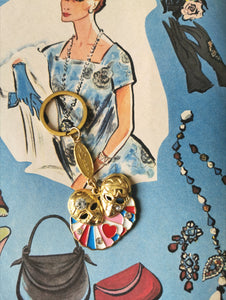 porte-clefs vintage thème masques carnaval de Venise
