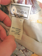 Charger l&#39;image dans la galerie, jupe vintage taille haute à fleurs, lin et viscose, taille 40/ 42
