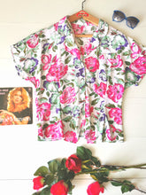 Charger l&#39;image dans la galerie, blouse vintage pivoines, taille 38/40
