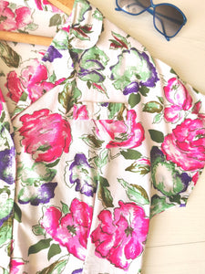 blouse vintage pivoines, taille 38/40