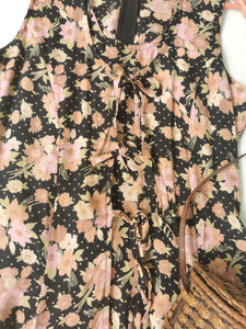robe vintage à fleurs et pois en viscose, tailles 36 et 38