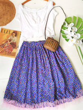 Charger l&#39;image dans la galerie, jupon vintage années 40  à pois multicolores , taille 38
