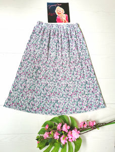 jupe vintage taille haute à  plissé soleil, imprimé floral, tailles 36 et  38