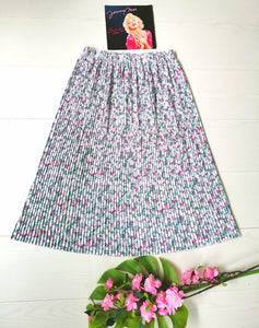 jupe vintage taille haute à  plissé soleil, imprimé floral, tailles 36 et  38