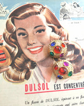 Charger l&#39;image dans la galerie, boucles d&#39;oreilles clips vintage, cabochons multicolores
