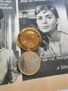 broche ronde medaille icône vierge vintage