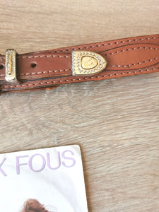 ceinture vintage "gaucho" cuir martelé et superbe boucle, tailles 34/36/38 (82 cm)