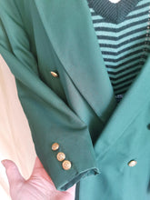 Charger l&#39;image dans la galerie, blazer vintage 80&#39;s Croisé en laine, vert forêt , taille 42/44
