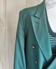 Charger l&#39;image dans la galerie, blazer vintage 80&#39;s Croisé en laine, vert forêt , taille 42/44
