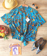Charger l&#39;image dans la galerie, blouse vintage 70&#39;s en crêpe de soie imprimée, taille 44
