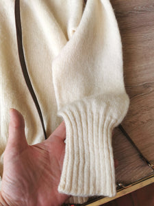 cardigan écossais cache cœur en pure laine écru, taille 40