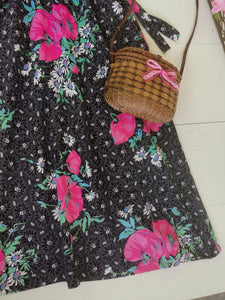 robe tablier midi florale en pur coton, taille 36